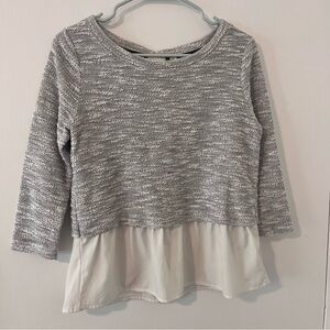 Grey X-small Sweater Mixed Media Knit Sweater XS